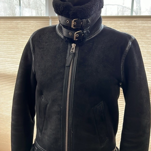 100% Shearling Flight Jacket made in India by Idleman. Color: Black Size: Large - Picture 8 of 14